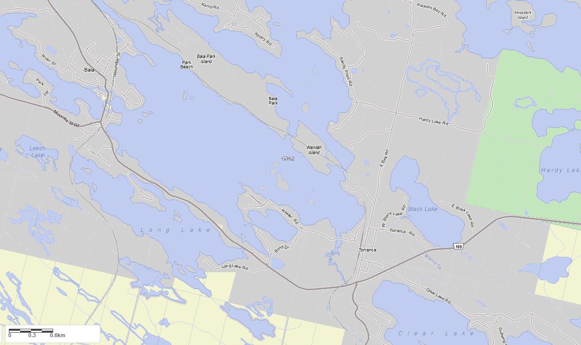 Crown Land Map of Long Lake in Municipality of Muskoka Lakes and the District of Muskoka